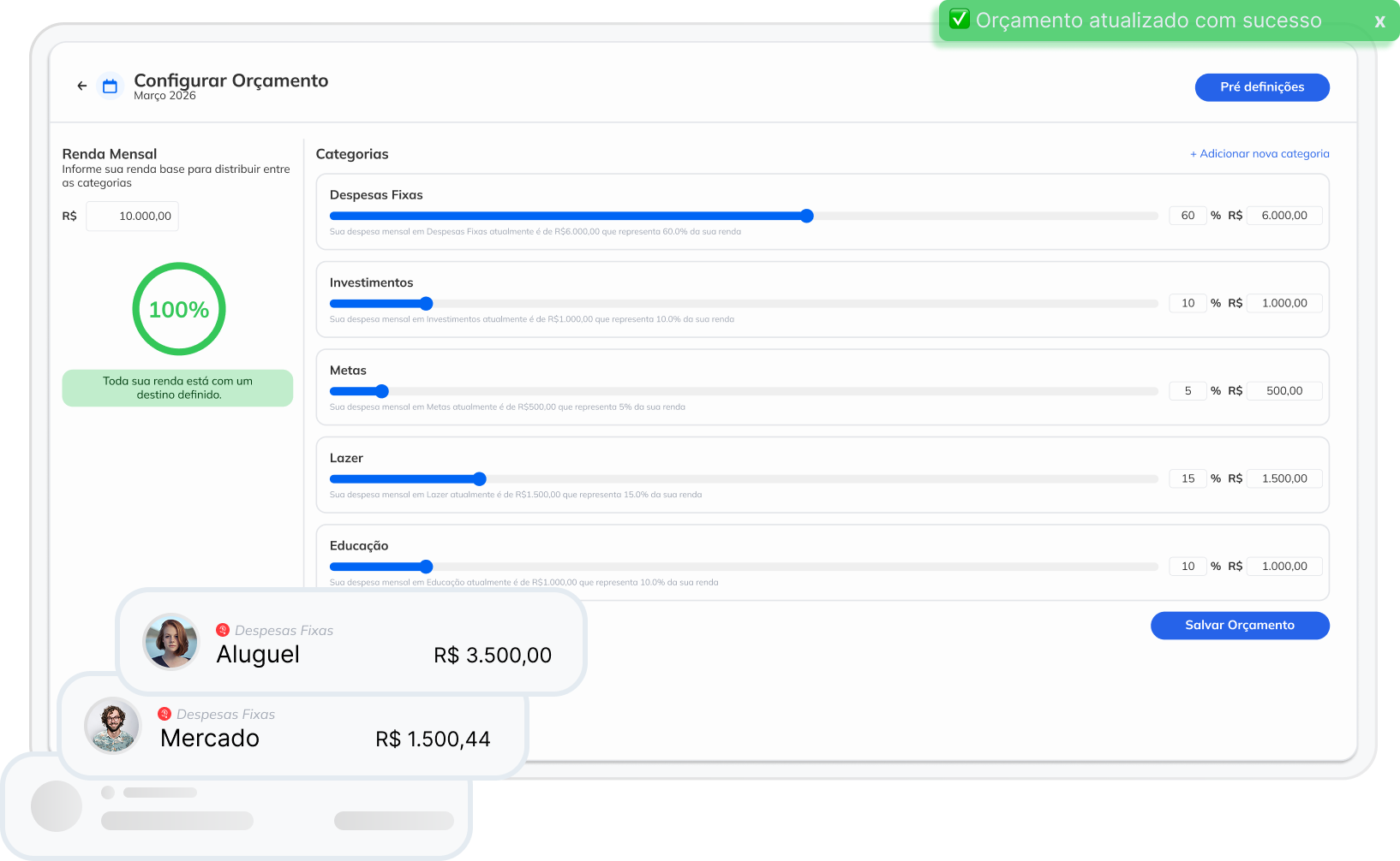 Configurar orçamento na plataforma Cofrim